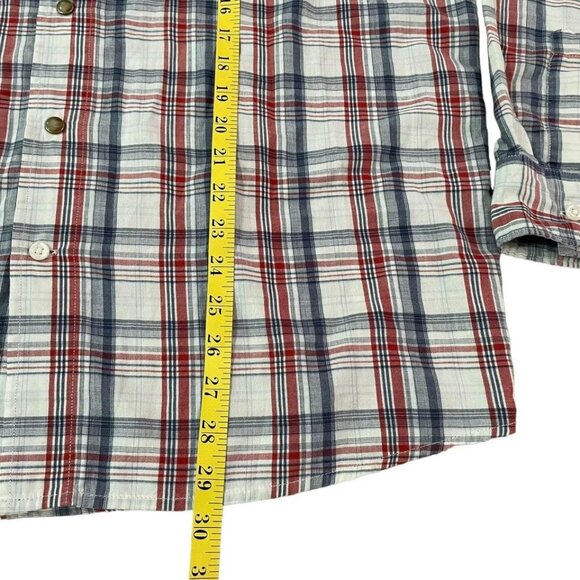 Wrangler Western Shirt Mens Size Large Red Blue Plaid Pearl Snaps Cowboy Rancher - Picture 4 of 5